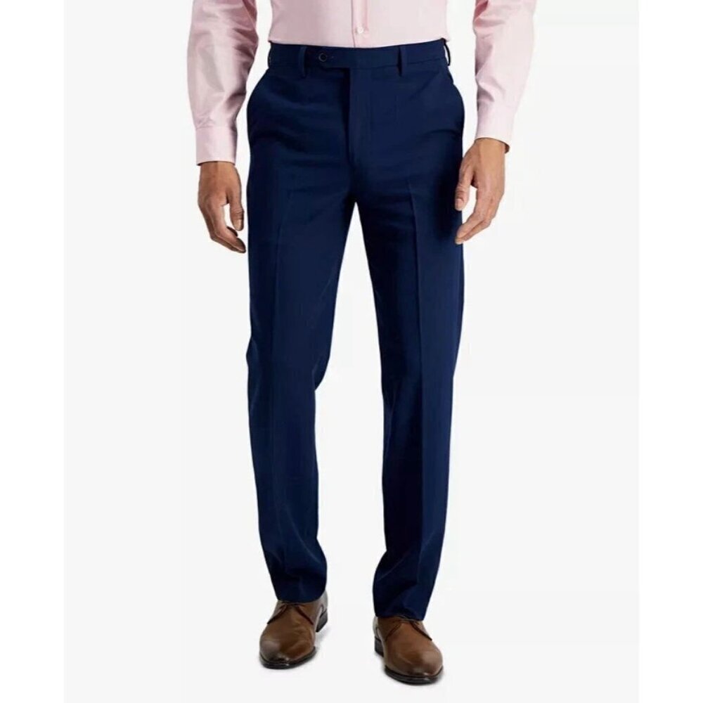 NEW Duchamp Men's Size 32x29 Blue Stretch Waistband Slim Fit Dress Pants